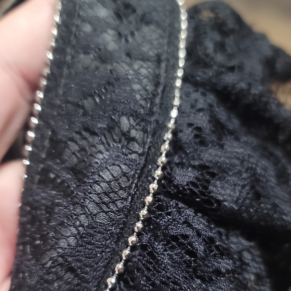 bebe Black Lace Embellished Keyhole Off-Shoulder Mini Dress - Picture 6 of 9